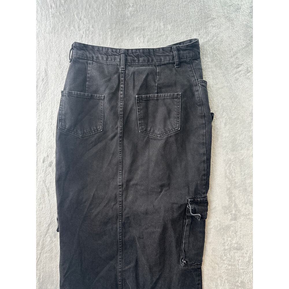 Robin’s Jean Black Denim Cargo Skirt – Frayed Hem - Size 38 - Picture 2 of 5